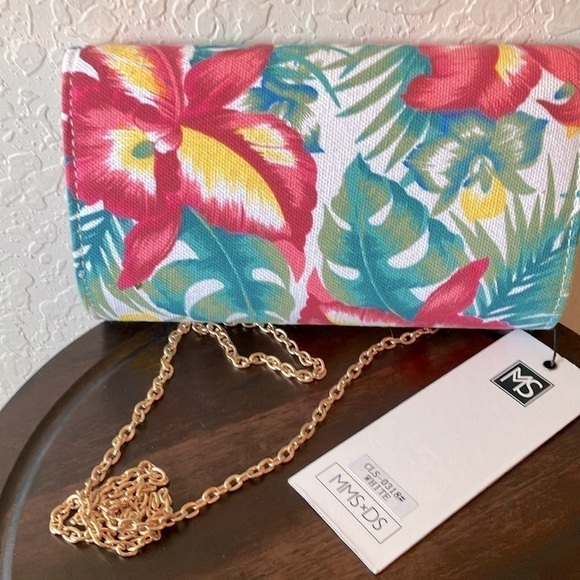 MMS Design Studio- Hawaiian themed floral crossbody/shoulder bag-metal chain - Picture 10 of 10